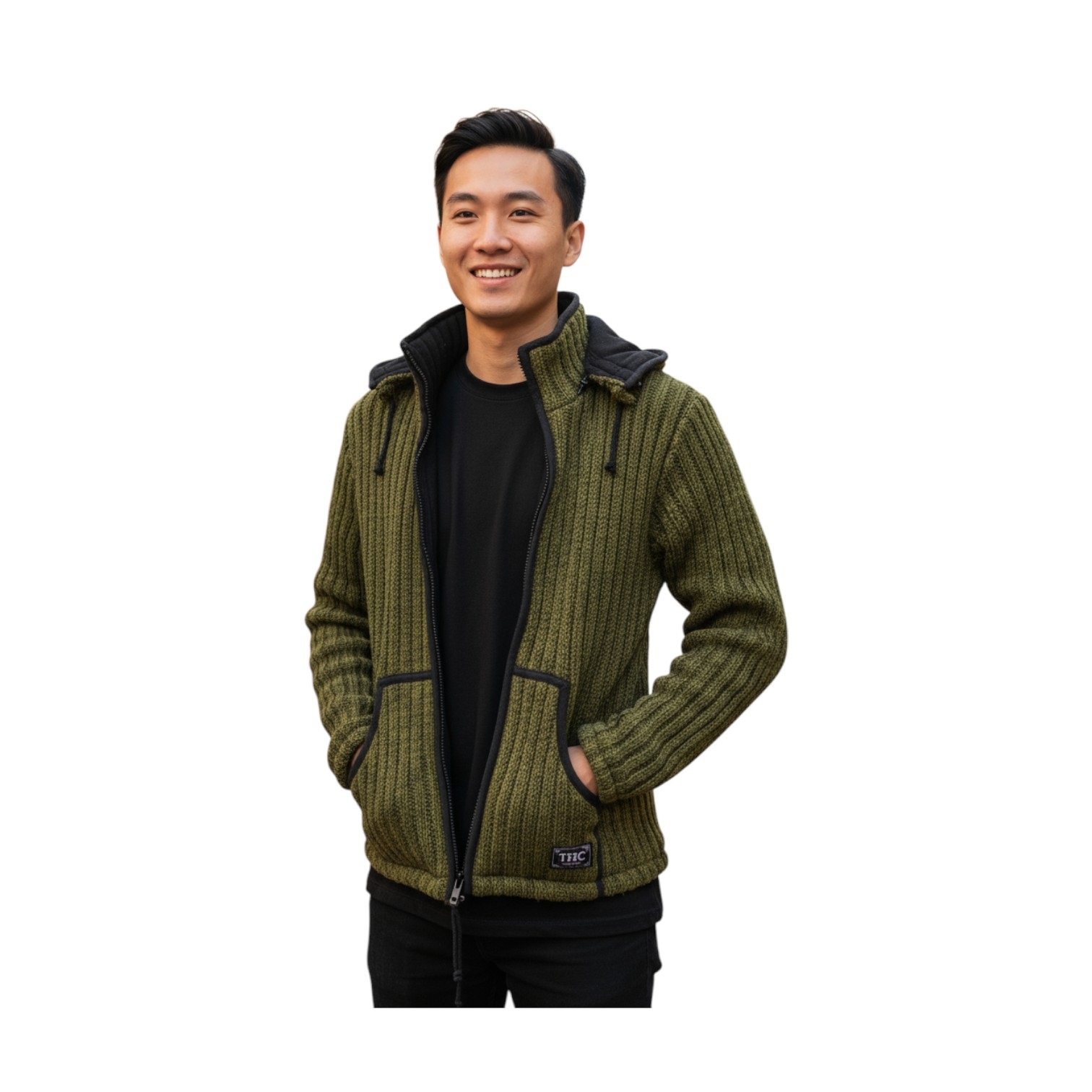 THC Schafwoll Strickjacke grün 720 7