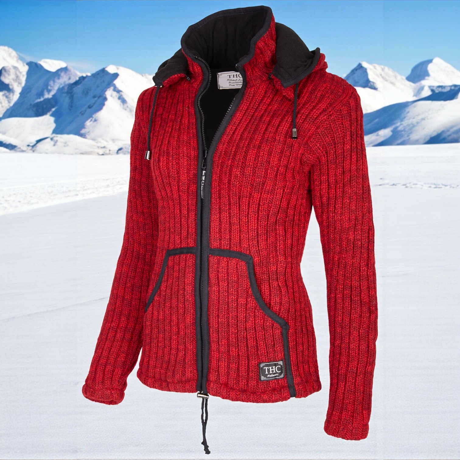 THC Schafwoll Strickjacke rot 715 5