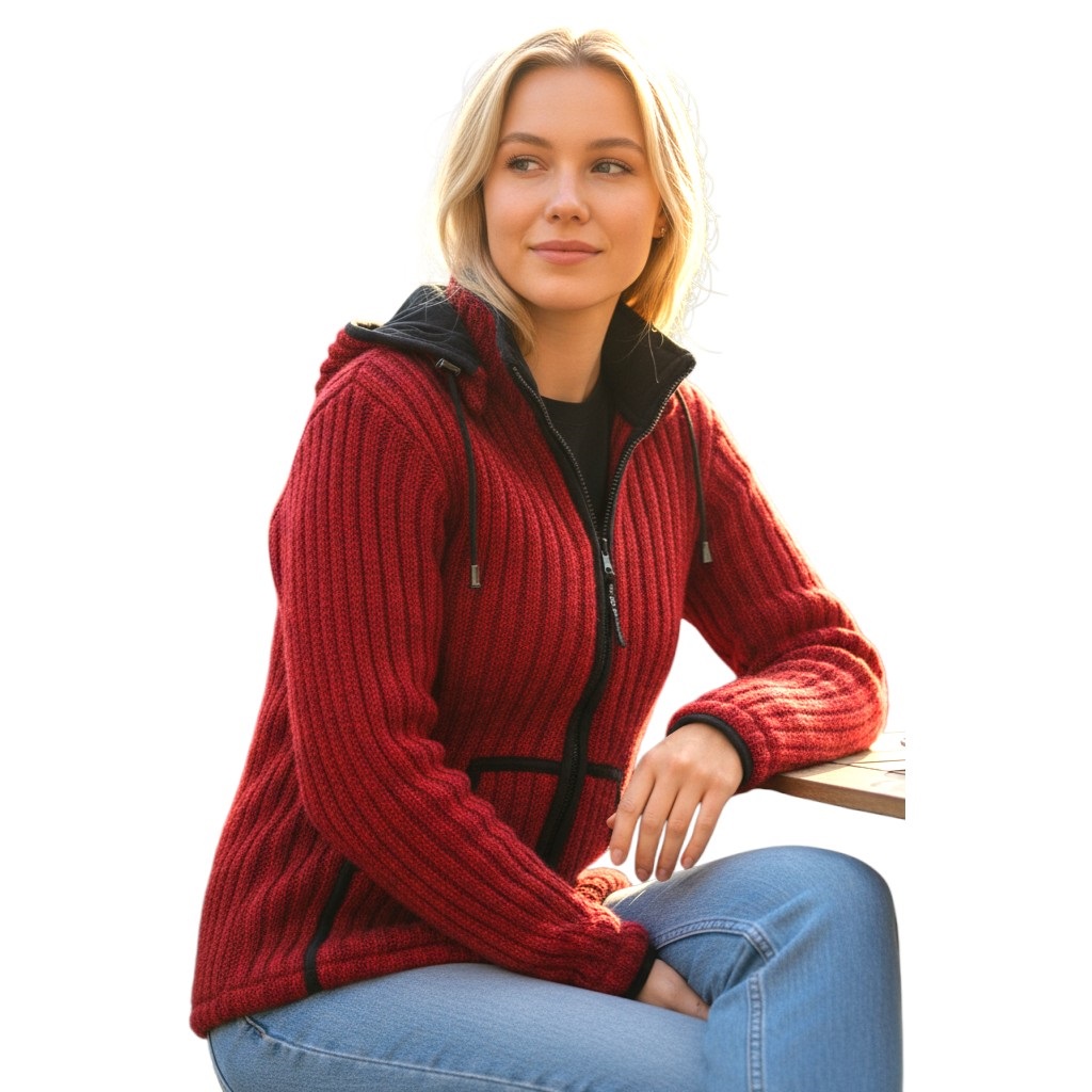 Schafwollstrickjacke rot 715 6