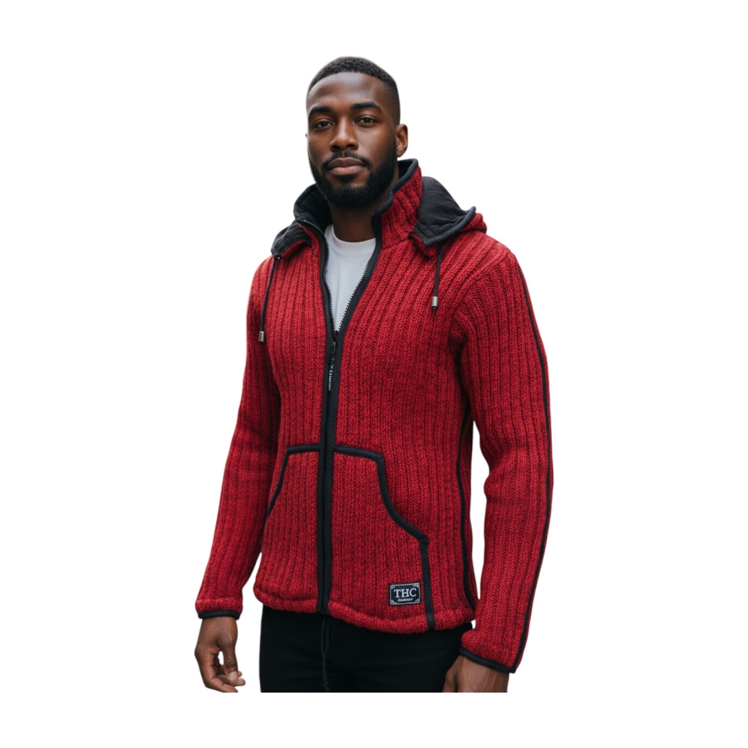 THC Schafwoll Strickjacke rot 715 6