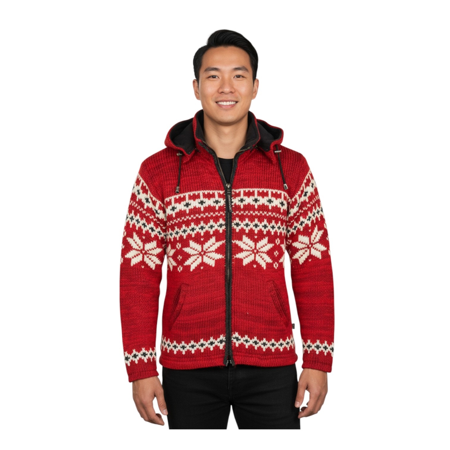 THC Schafwollstrickjacke Norweger rot 601 6