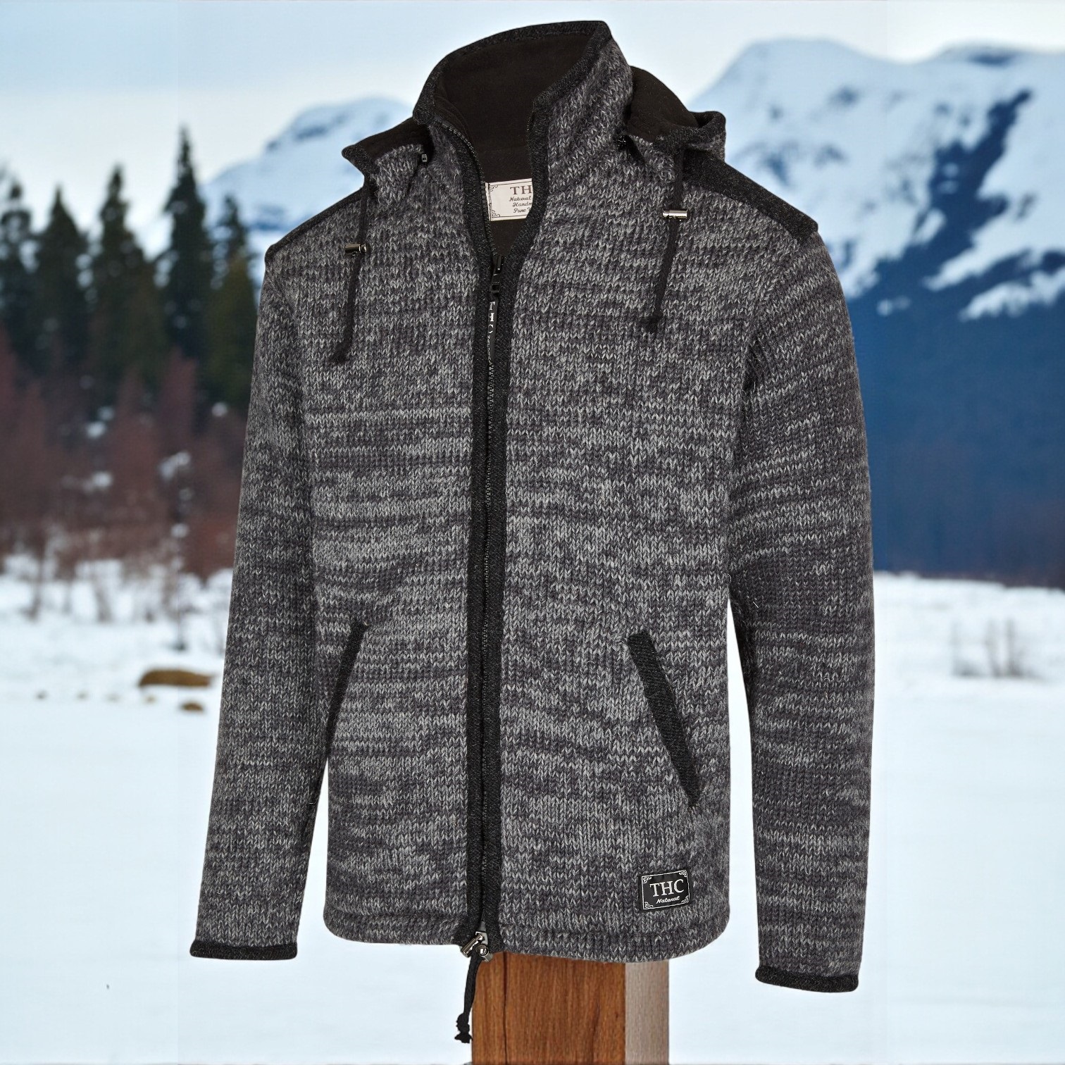 THC Schafwollstrickjacke anthrazit 809 5