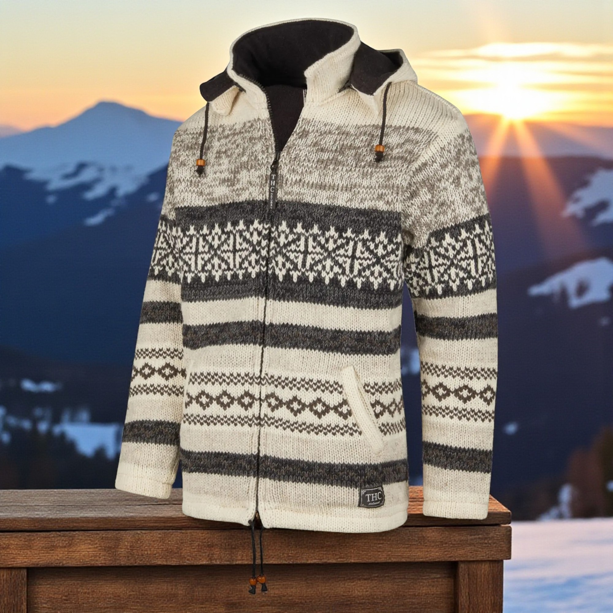 THC Schafwollstrickjacke beige gemustert 888 4