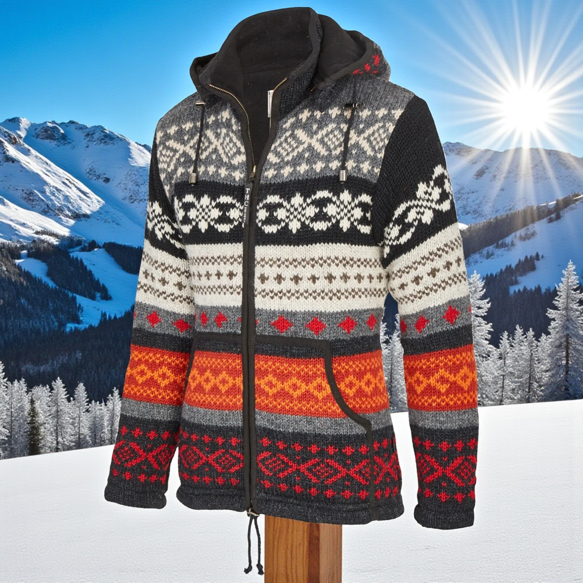 THC Schafwollstrickjacke bunt gemustert 825 5