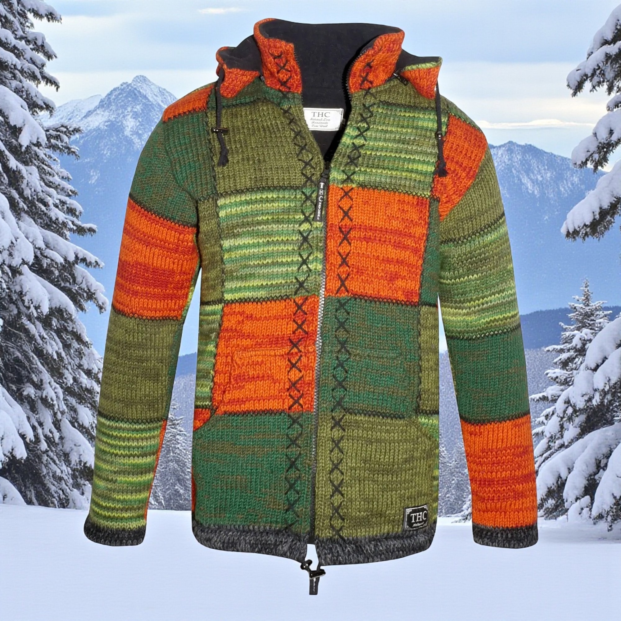 THC Strickjacke 804 Grüne Quadrate 5