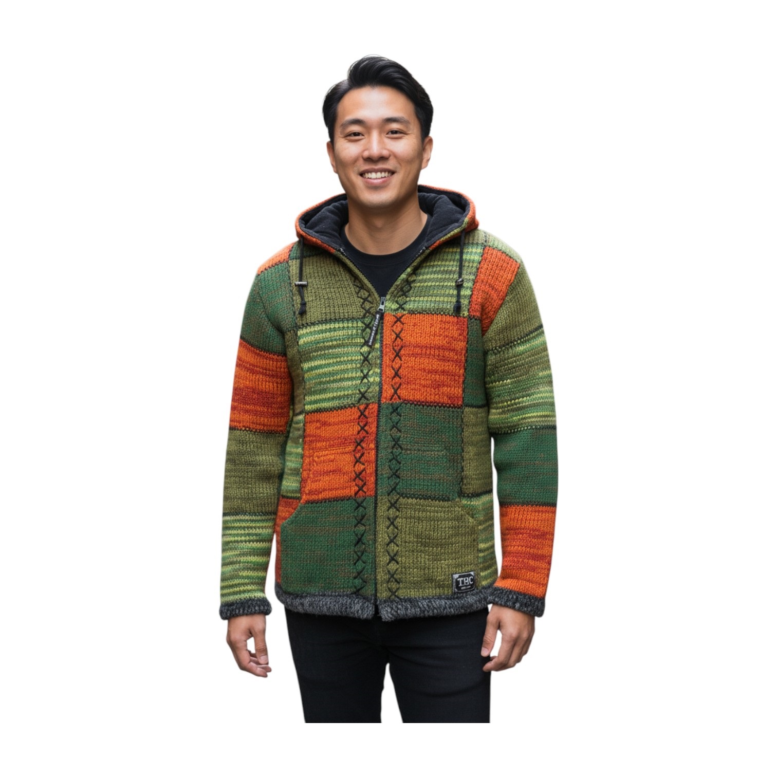 THC Strickjacke 804 Grüne Quadrate 7