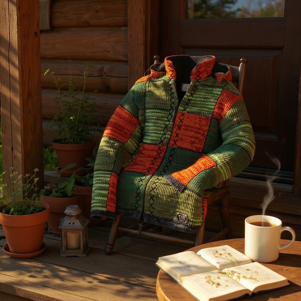 THC Strickjacke 804 Grüne Quadrate 8