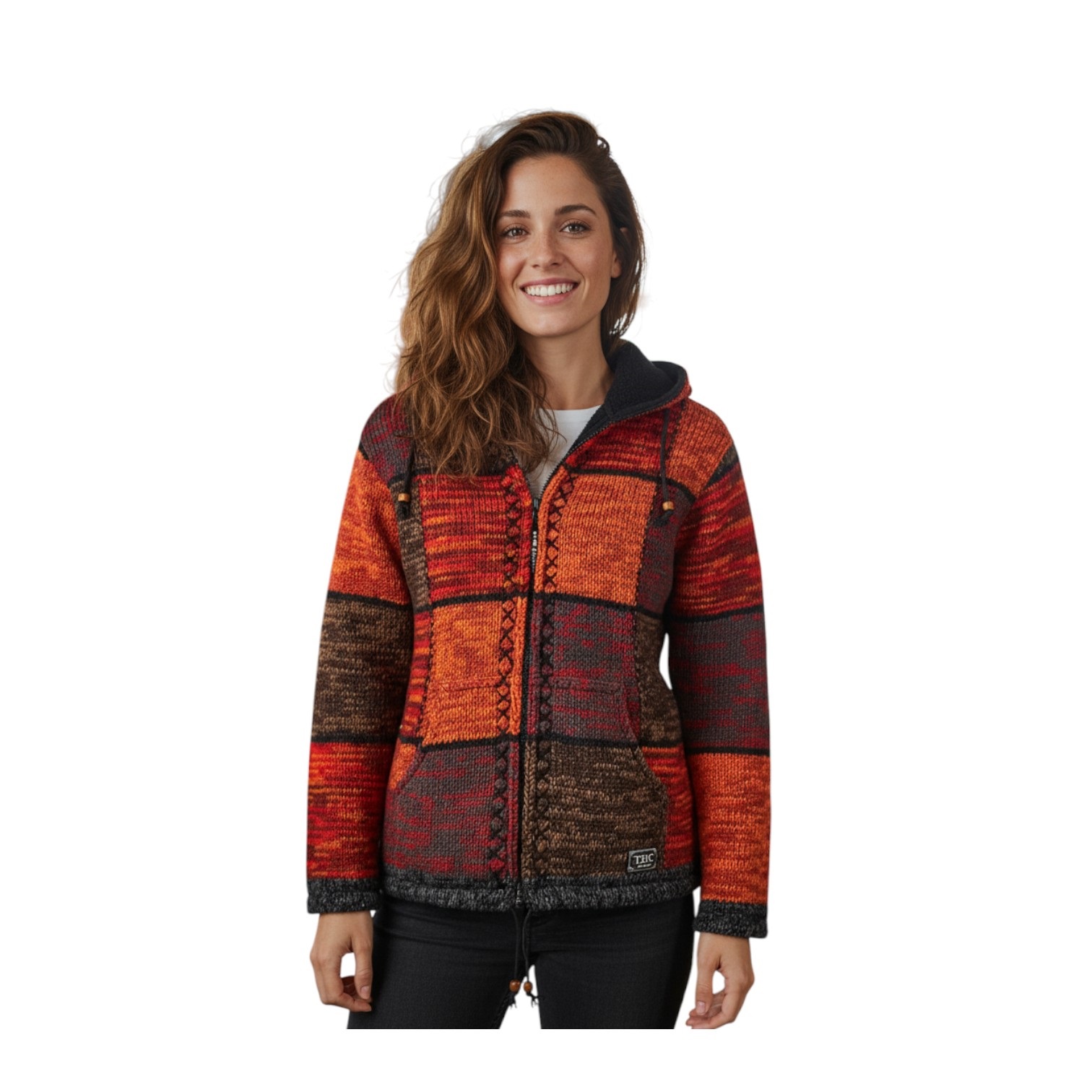 THC Strickjacke 815 rote Quadrate 7