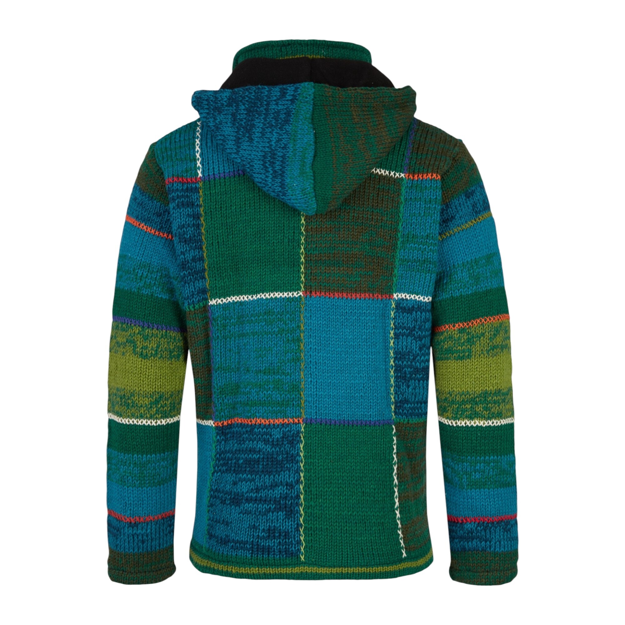 THC Strickjacke 826 Quadrate grün blau