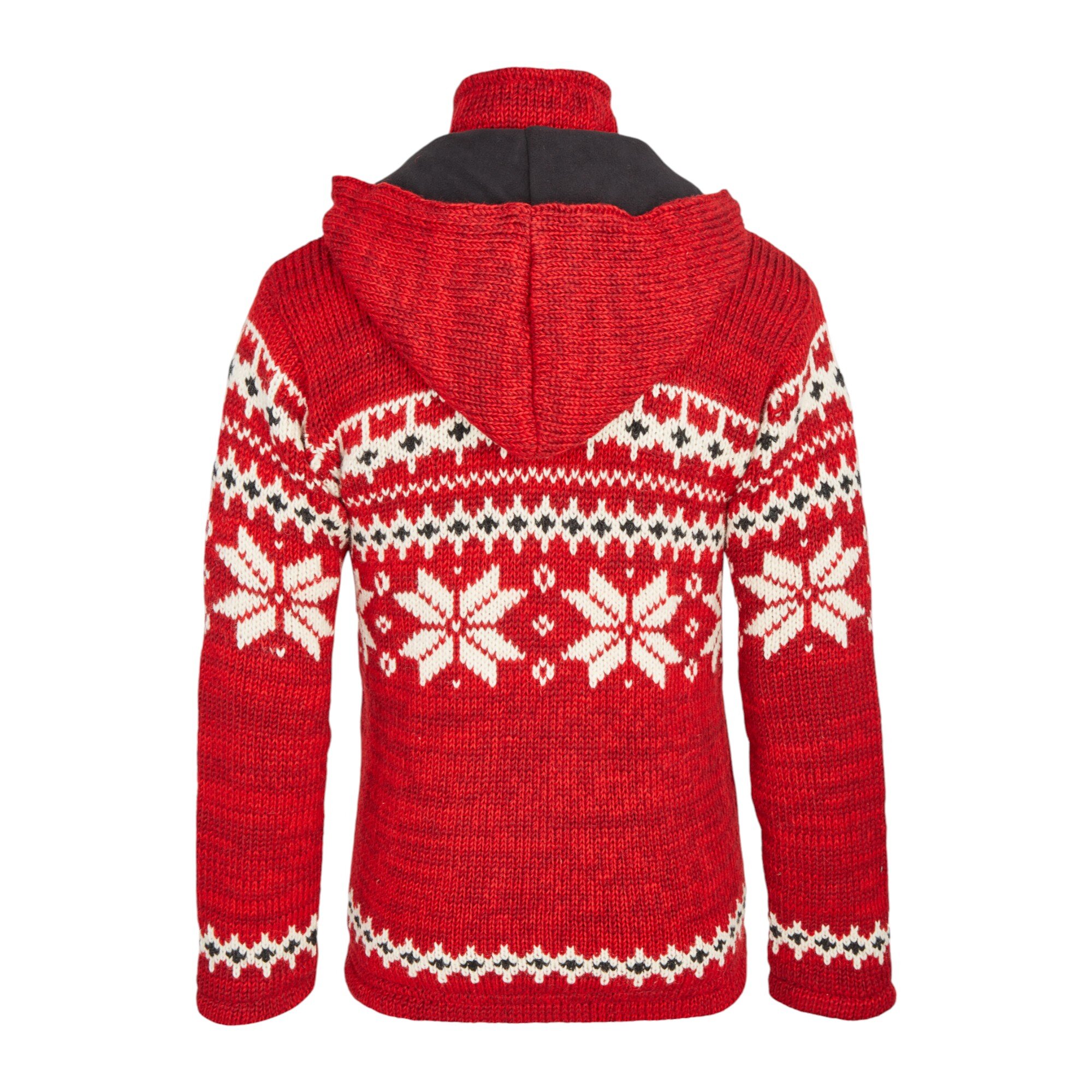 THC Schafwoll Strickjacke Norweger rot (Modell 601) von hinten