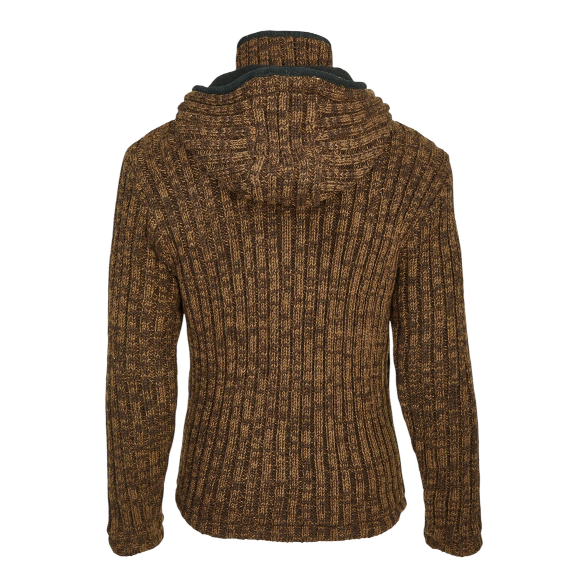 THC Schafwoll Strickjacke braun (Modell 718) von hinten