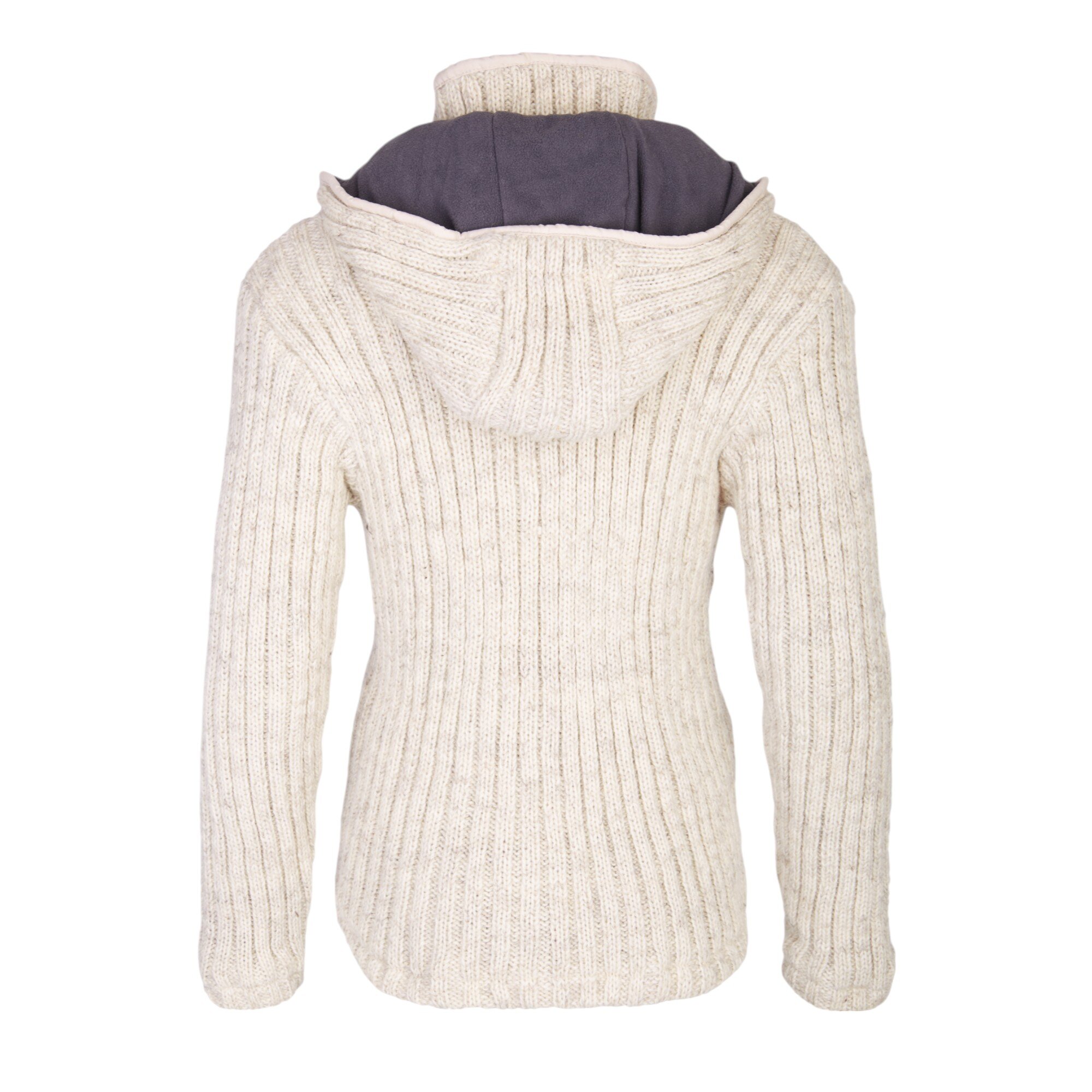 THC Schafwoll Strickjacke weiß (Modell 713) von hinten