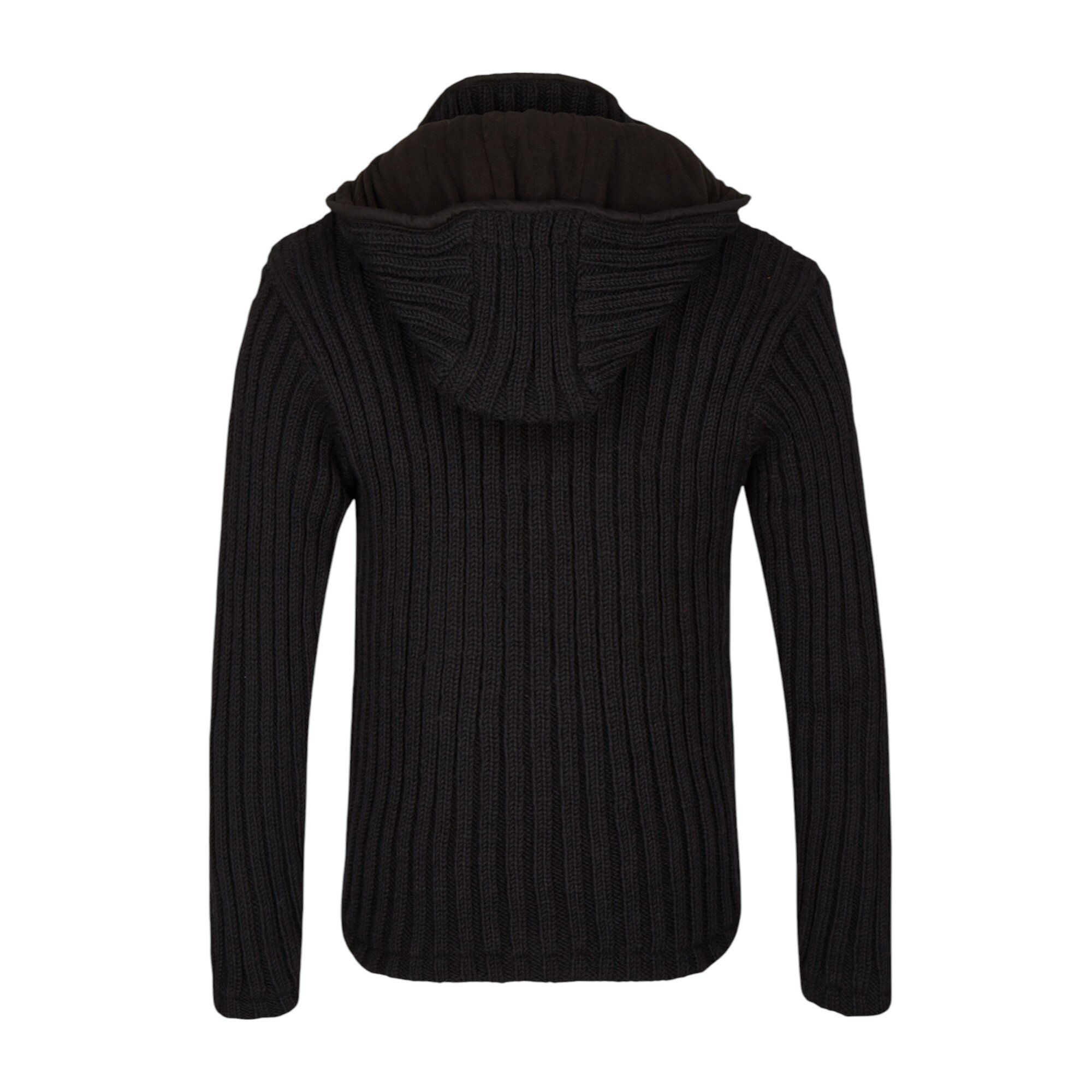 Foto von hinten THC Schafwoll Strickjacke schwarz (Modell 721)