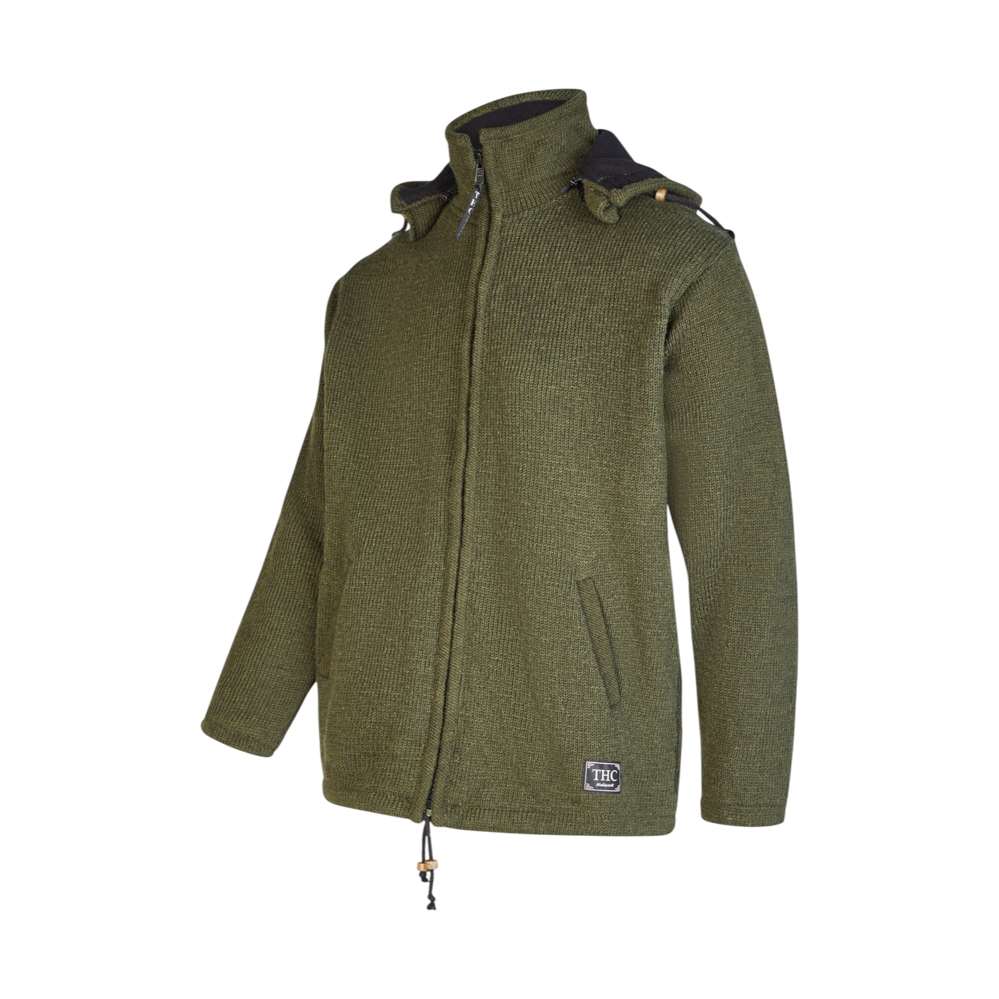 THC Schafwollstrickjacke Baumwollfutter 857 grün