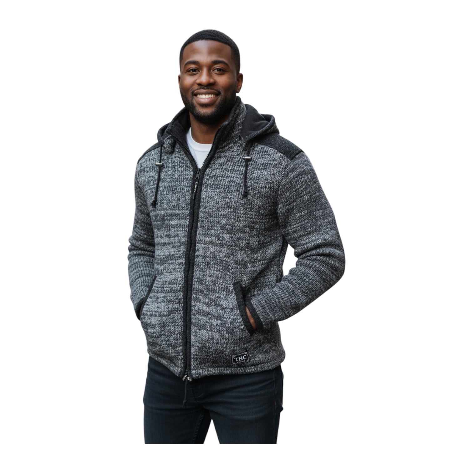 THC Schafwollstrickjacke anthrazit 809 6