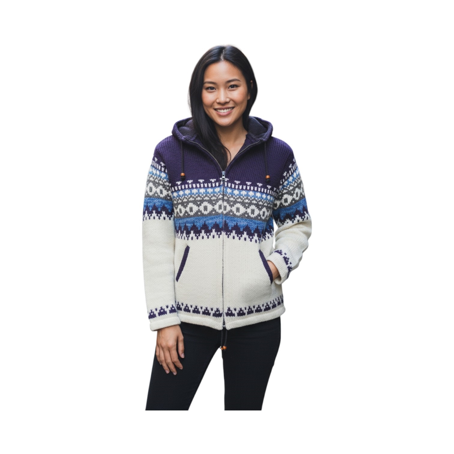 THC Schafwollstrickjacke blau gemustert 816 6