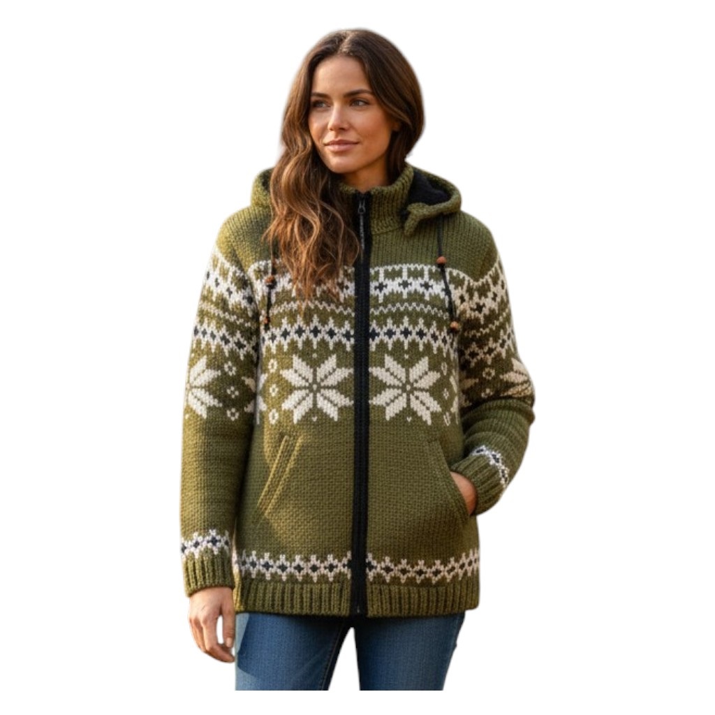THC Schafwollstrickjacke Norweger grün 607 5