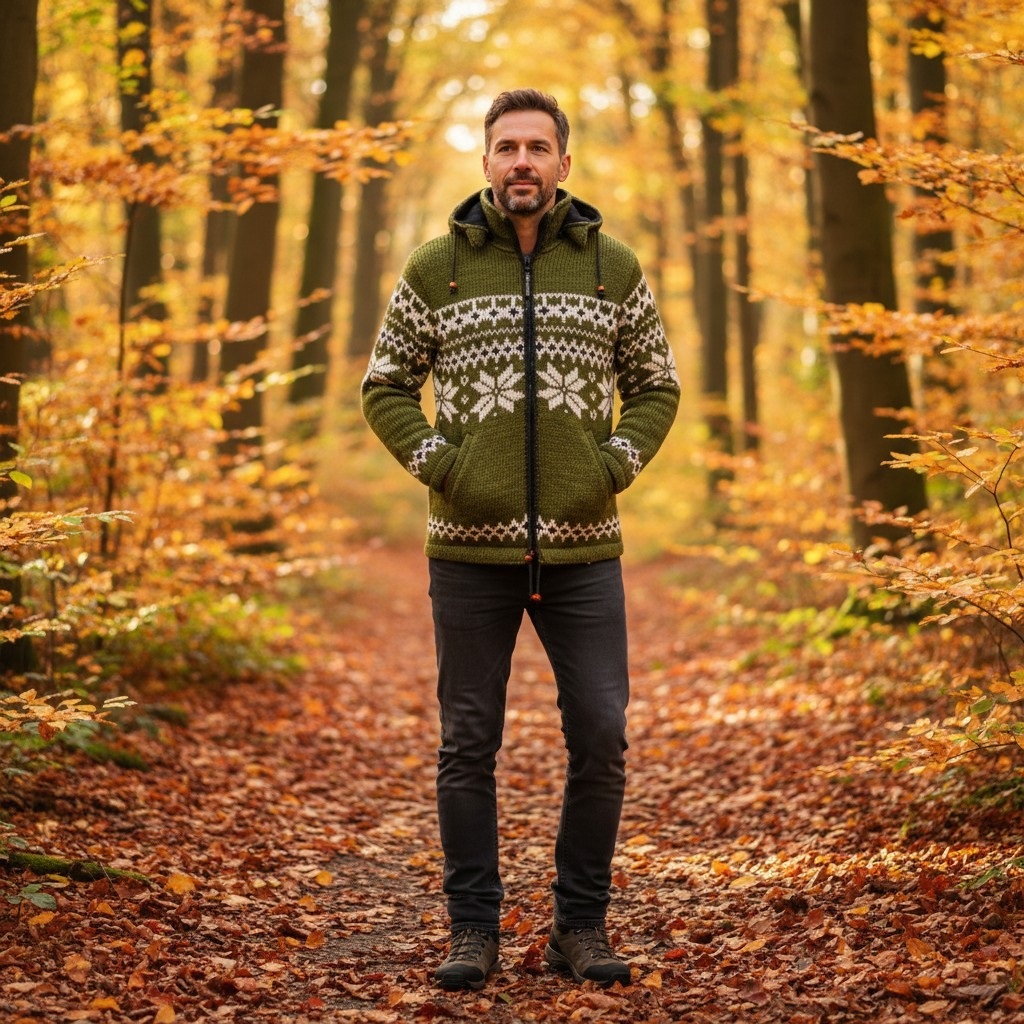 THC Schafwollstrickjacke Norweger grün 607 7