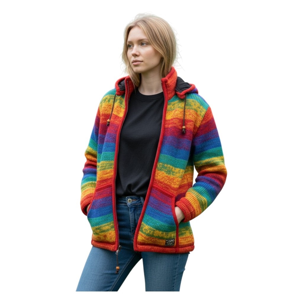 THC Schafwollstrickjacke 620 Rainbow
