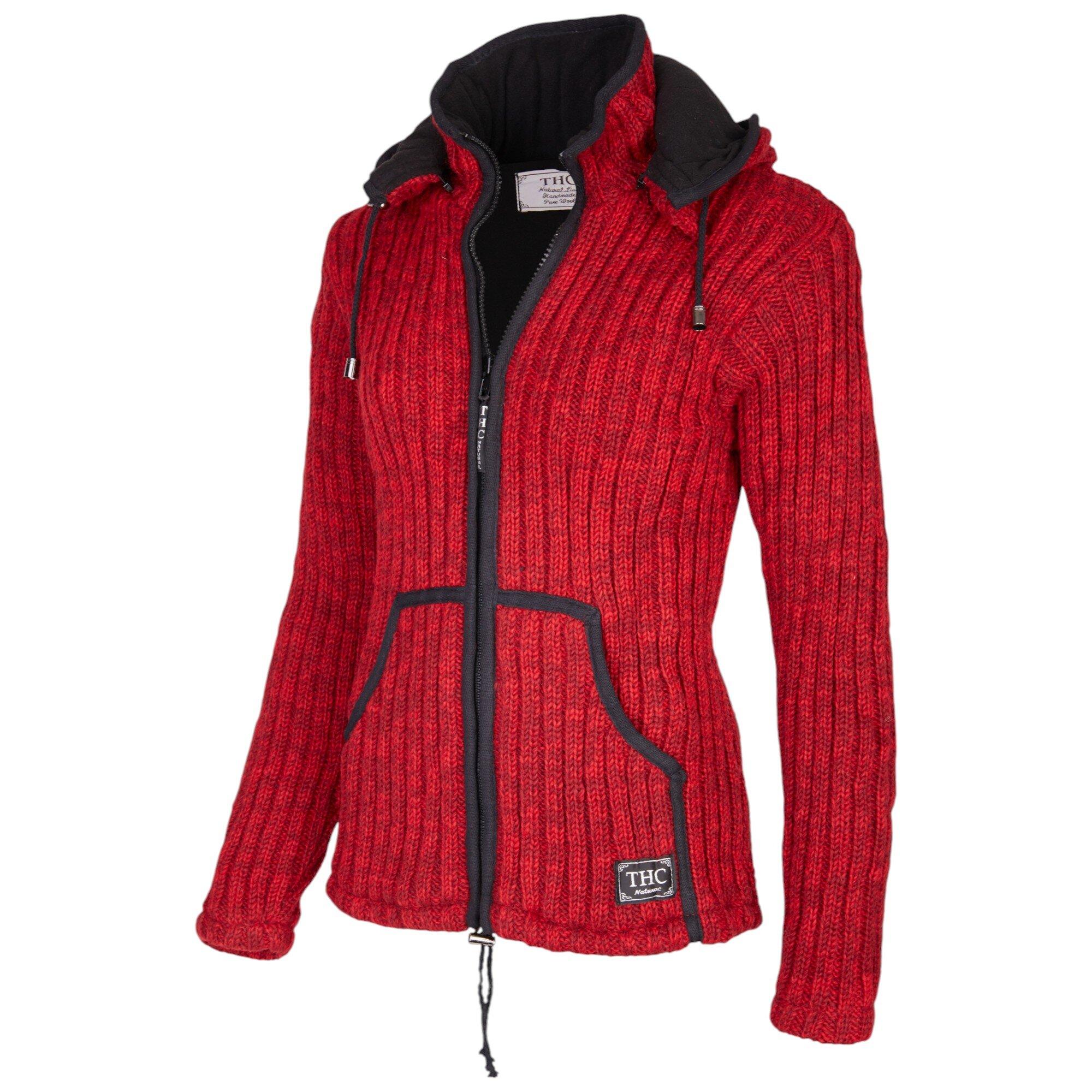 THC Schafwoll Strickjacke rot (Modell 715) 