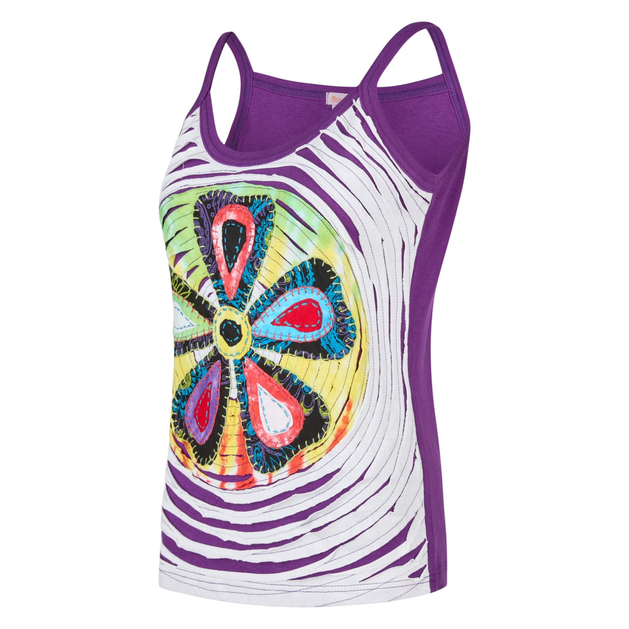 Baumwoll Hippie Mandala Tanktop mit Cutwork weiß