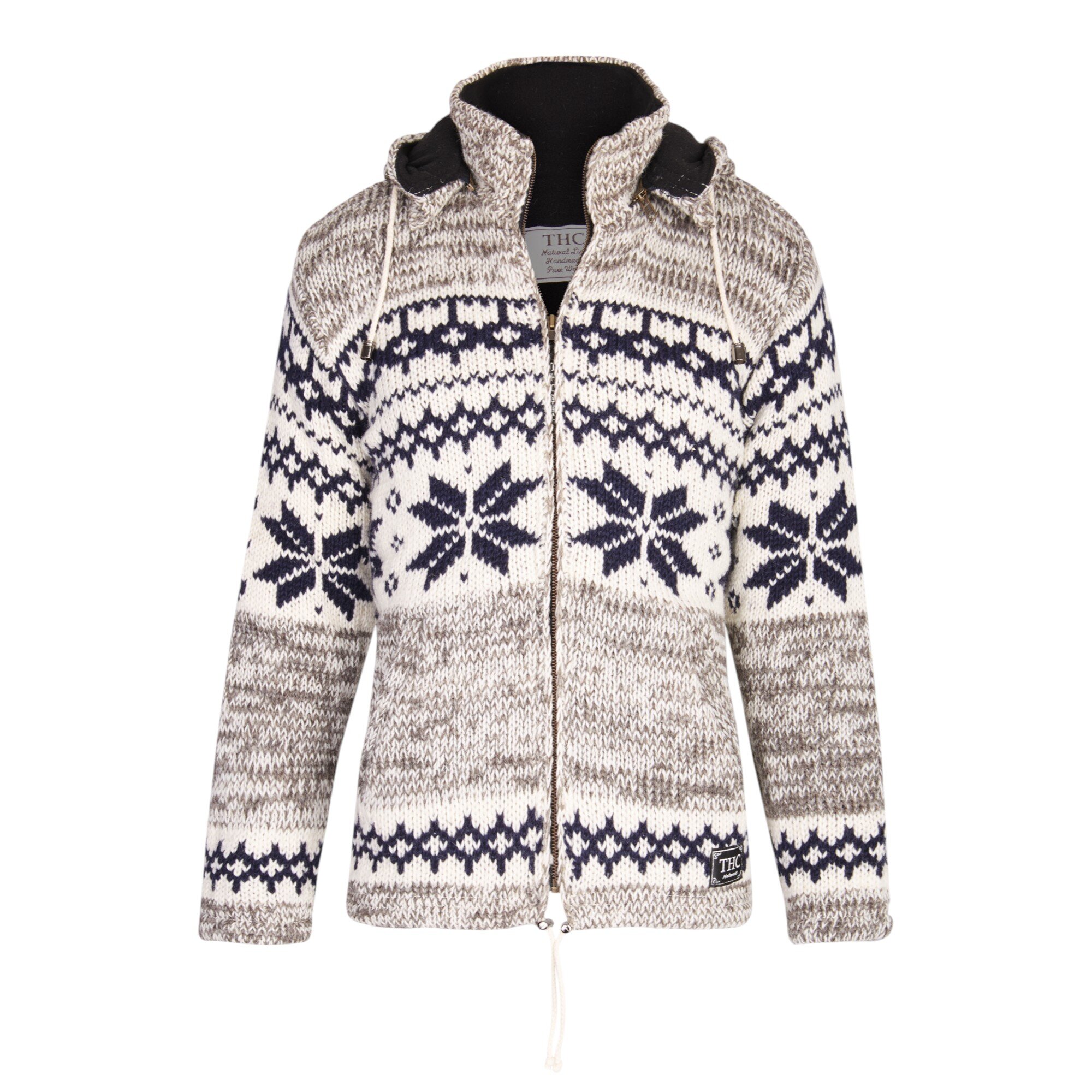THC Schafwoll Strickjacke Norweger grau (Modell 609)