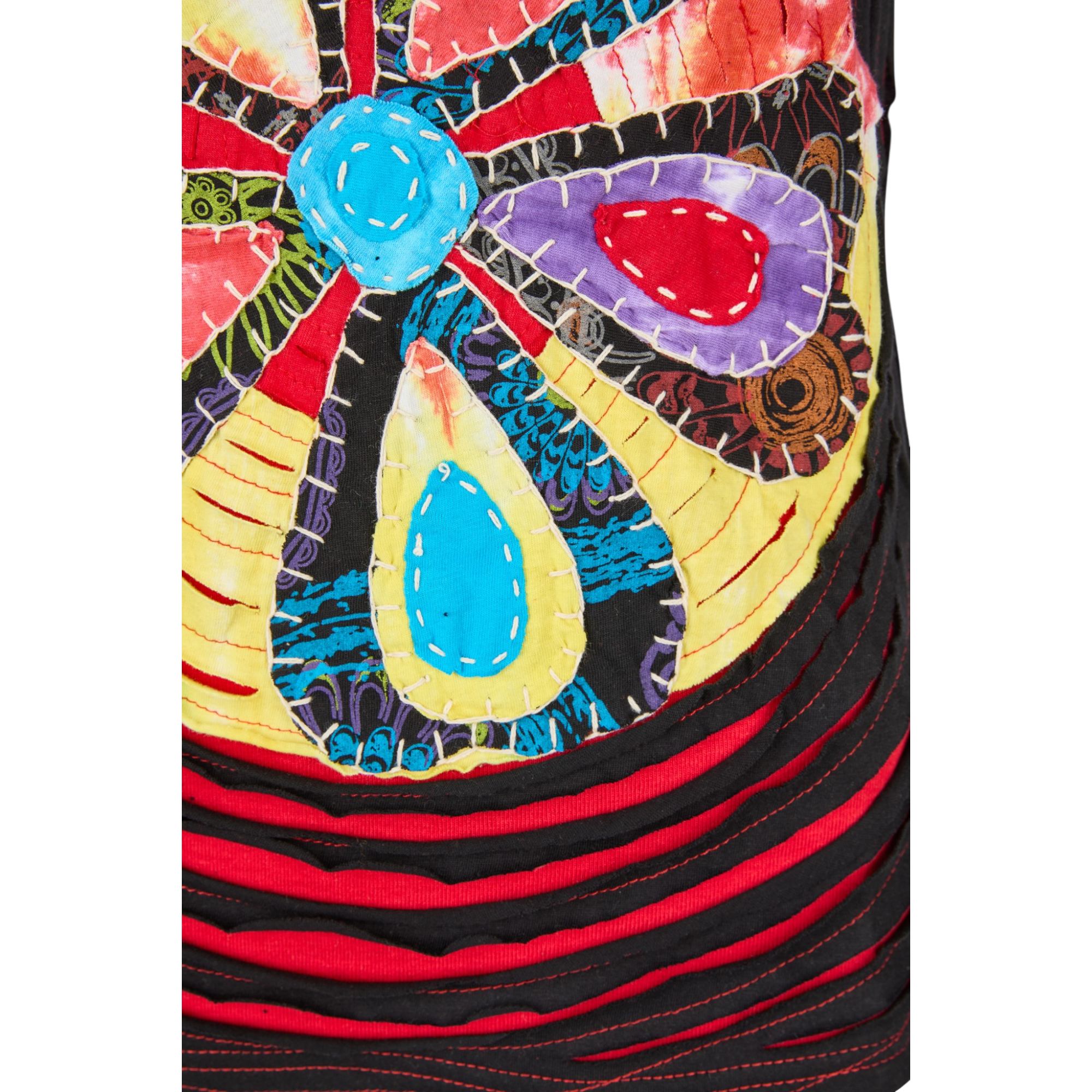 Baumwoll Hippie Mandala Tanktop mit Cutwork Schwarz Rot 4