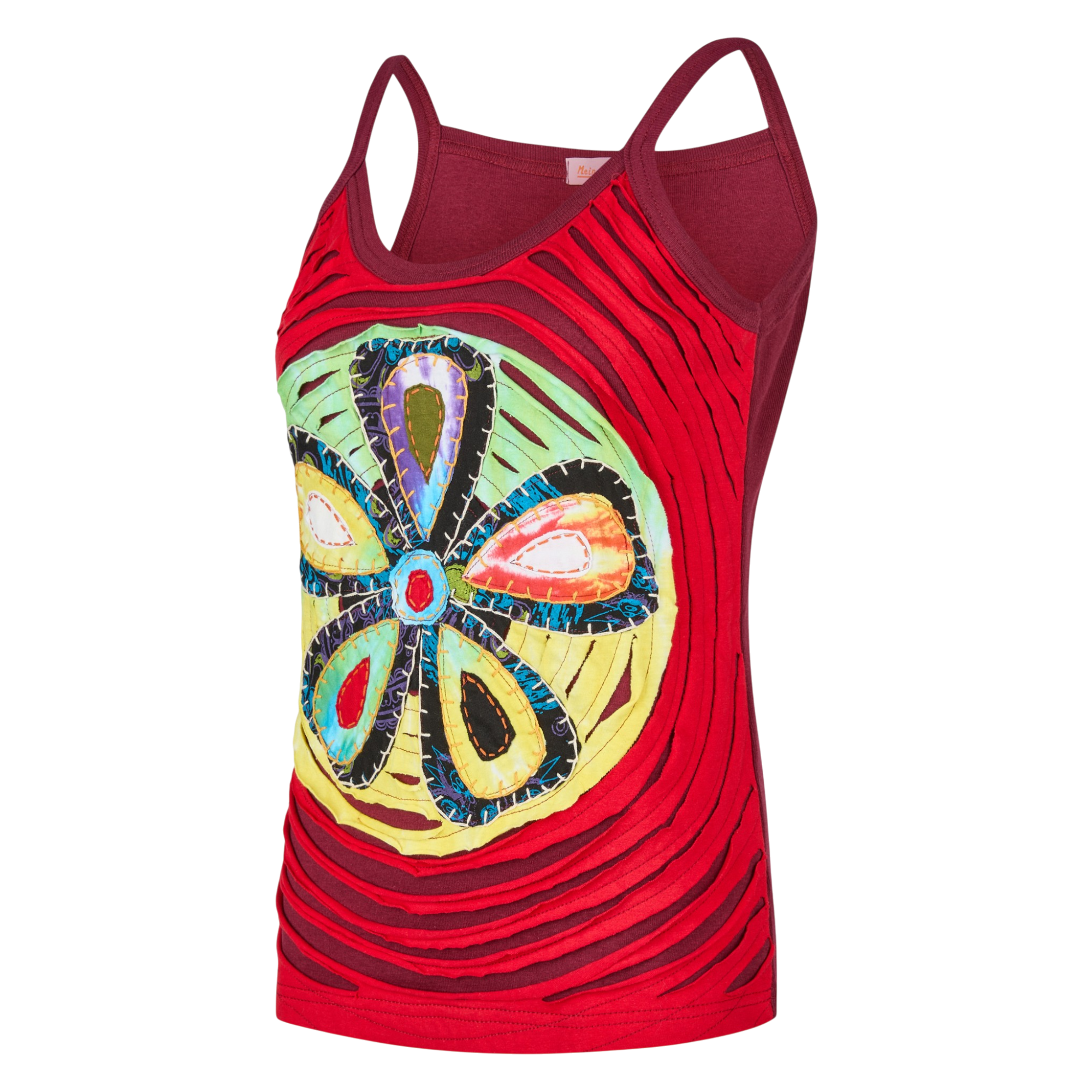 Baumwoll Hippie Mandala Tanktop mit Cutwork rot