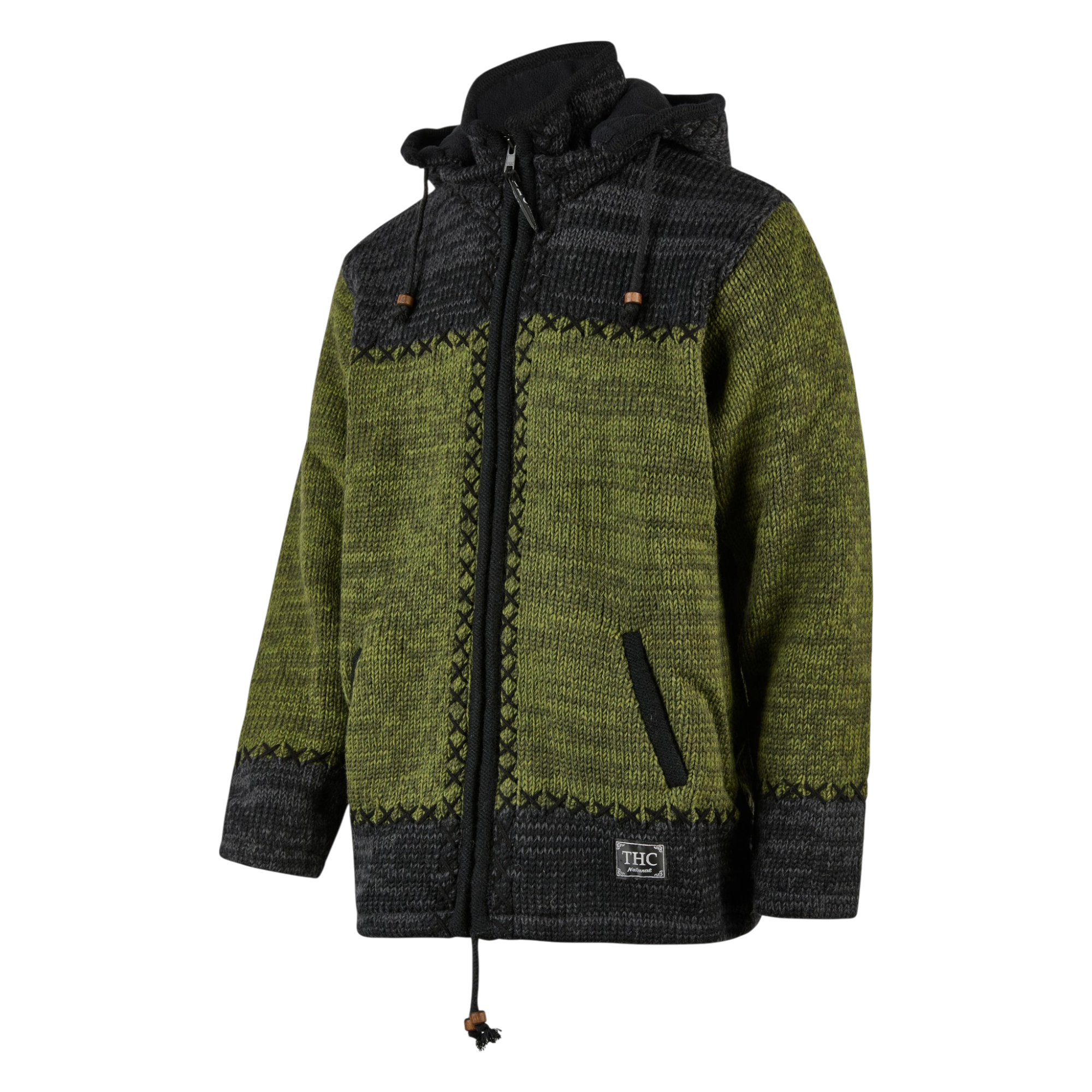 THC Schafwollstrickjacke 520 grün anthrazit