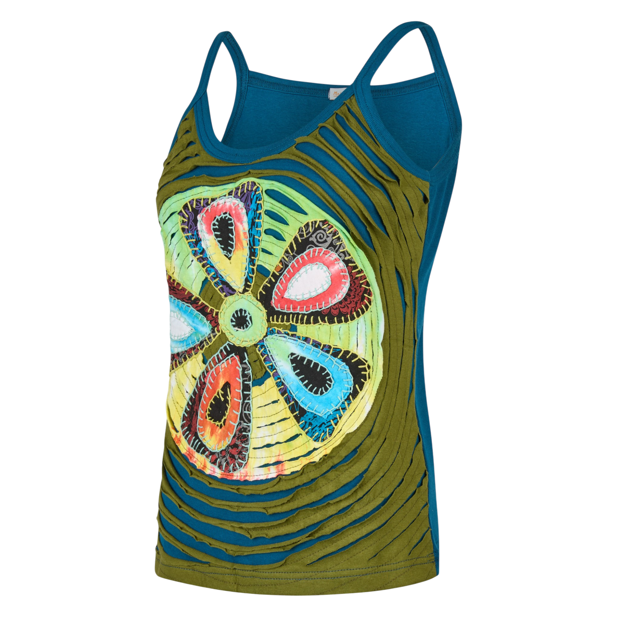 Baumwoll Hippie Mandala Tanktop mit Cutwork grün