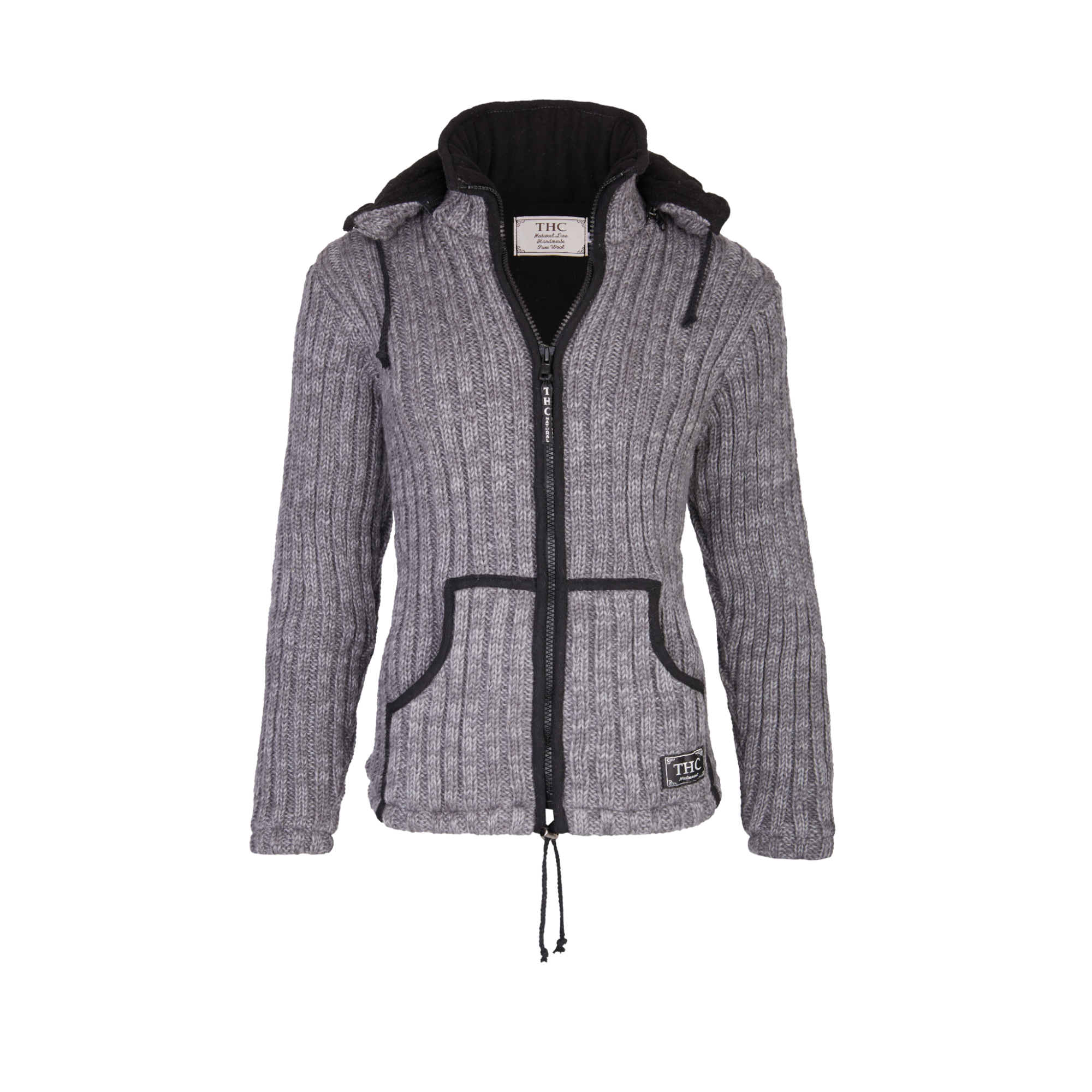 THC Schafwoll Strickjacke grau 725