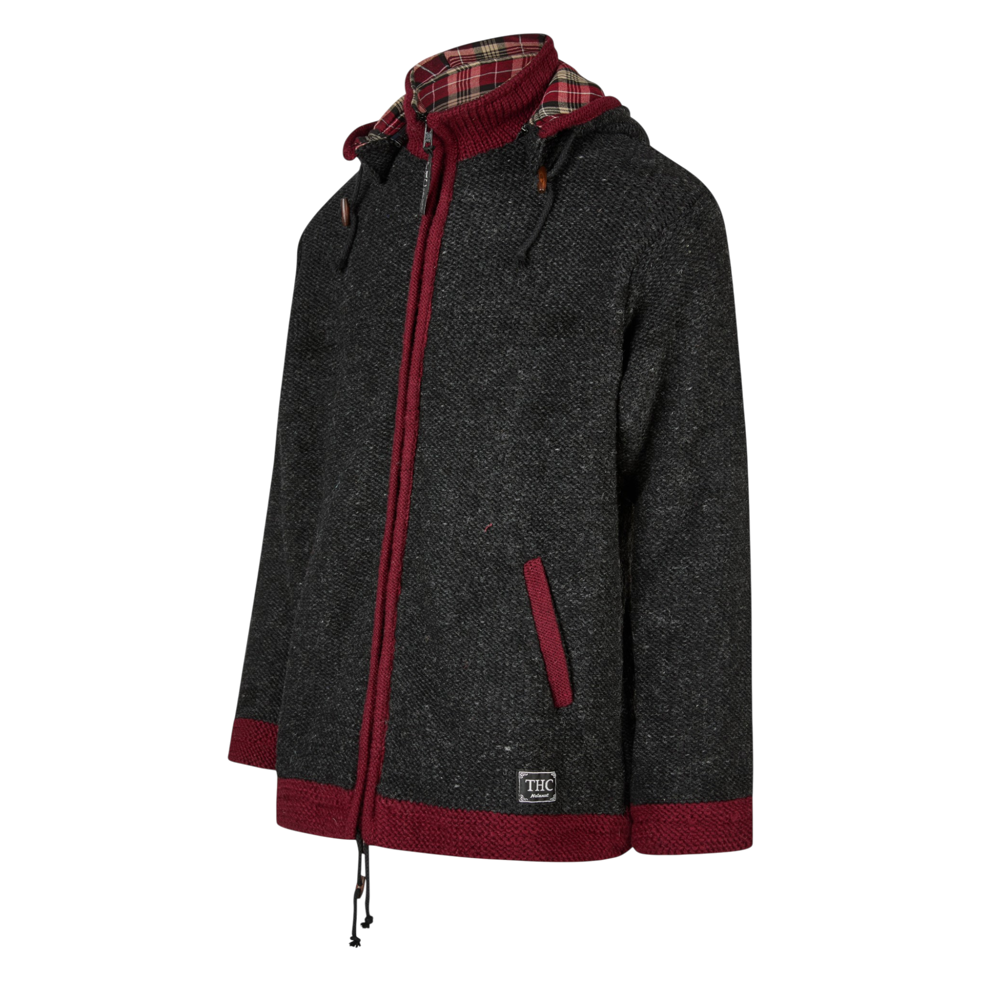 THC Strickjacke 839 Baumwollfutter schwarz rot