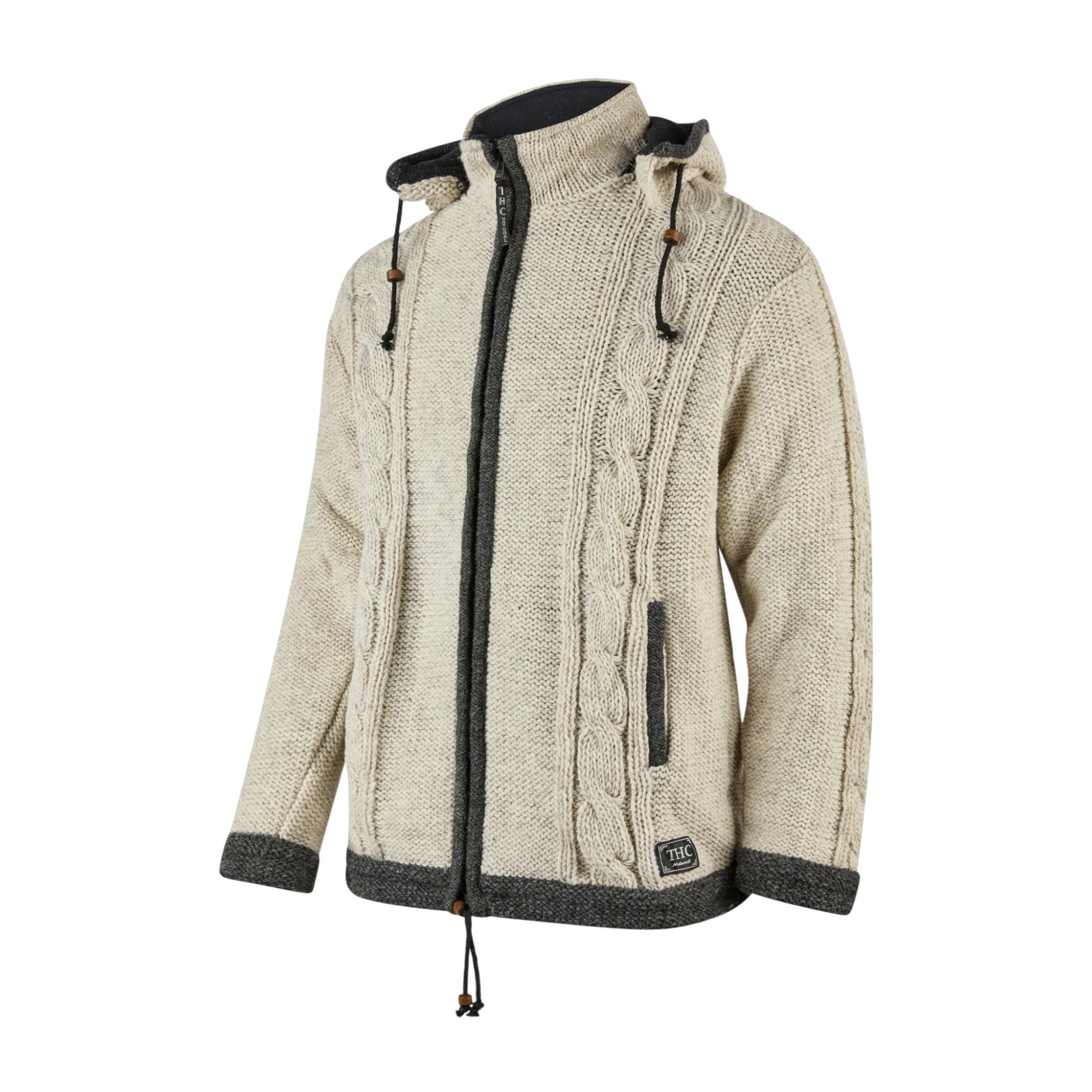 THC Schafwollstrickjacke 850 weiß