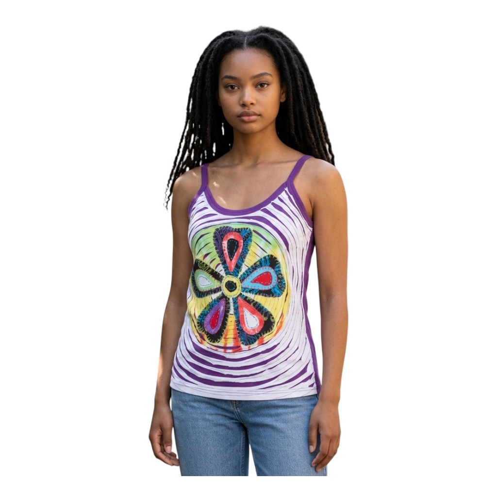 Baumwoll Hippie Mandala Tanktop mit Cutwork weiß 4