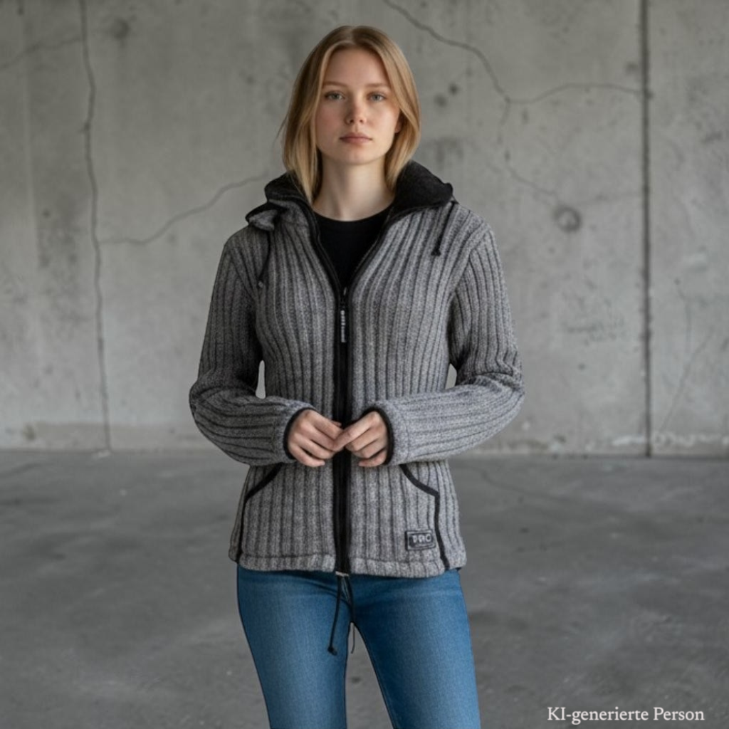 THC Schafwoll Strickjacke 725 grau KI-Generiert Model 2
