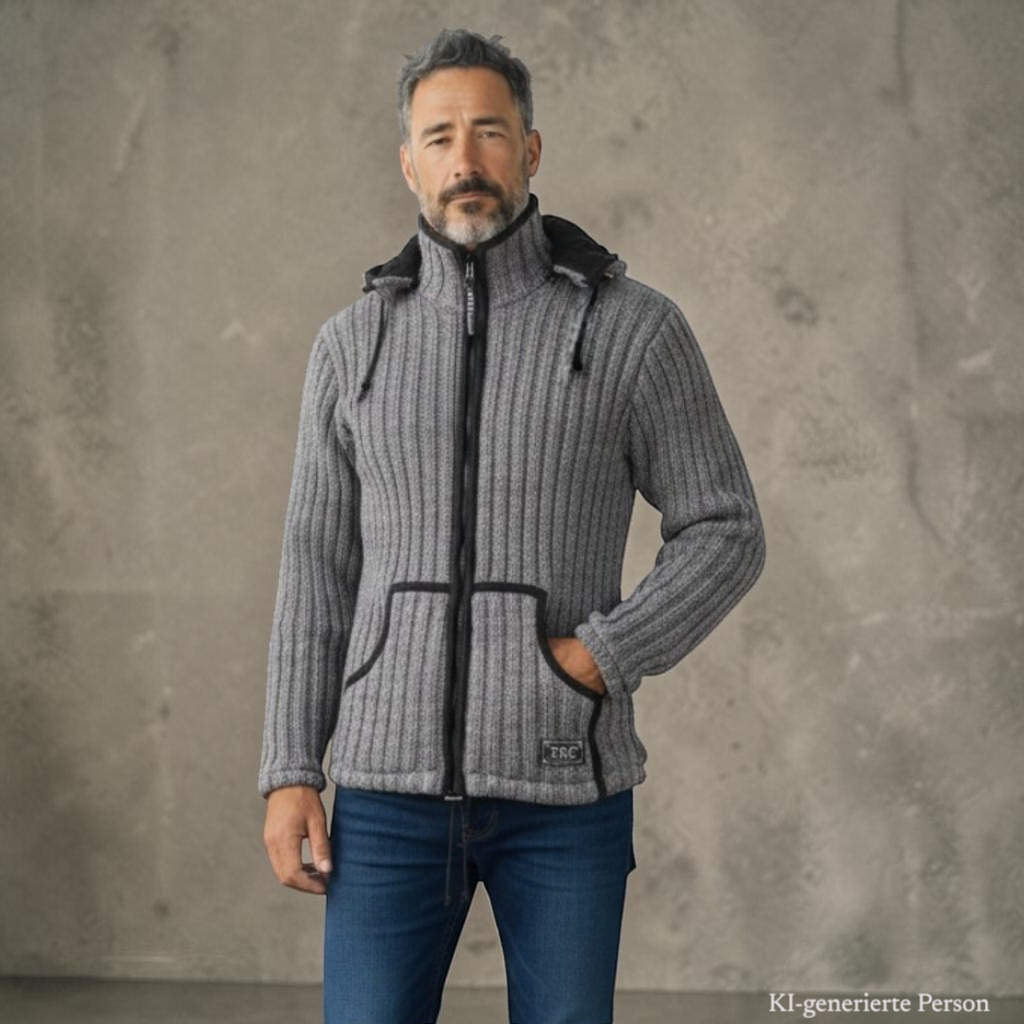 THC Schafwoll Strickjacke grau 725 – Bild 9