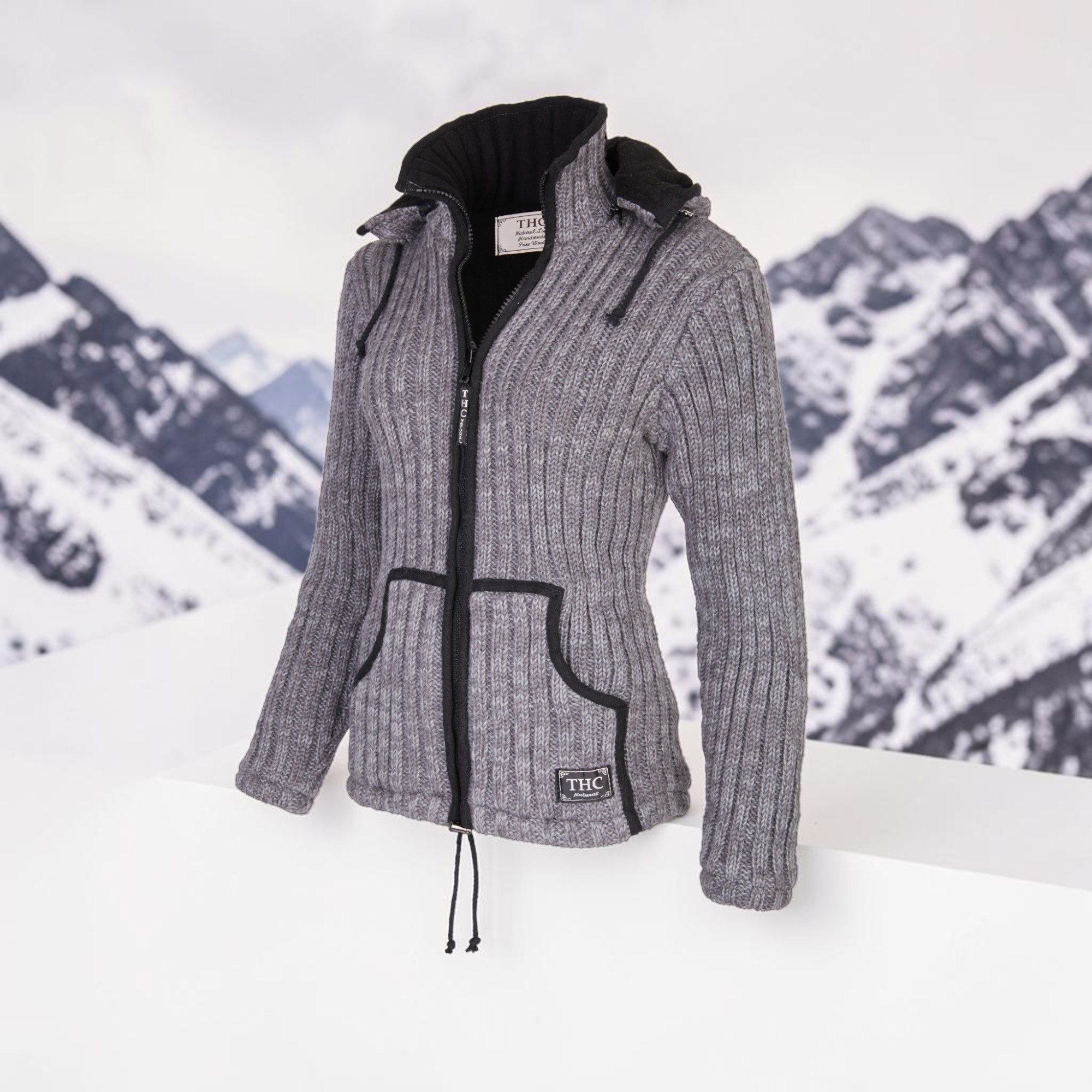 THC Schafwoll Strickjacke grau 725 7