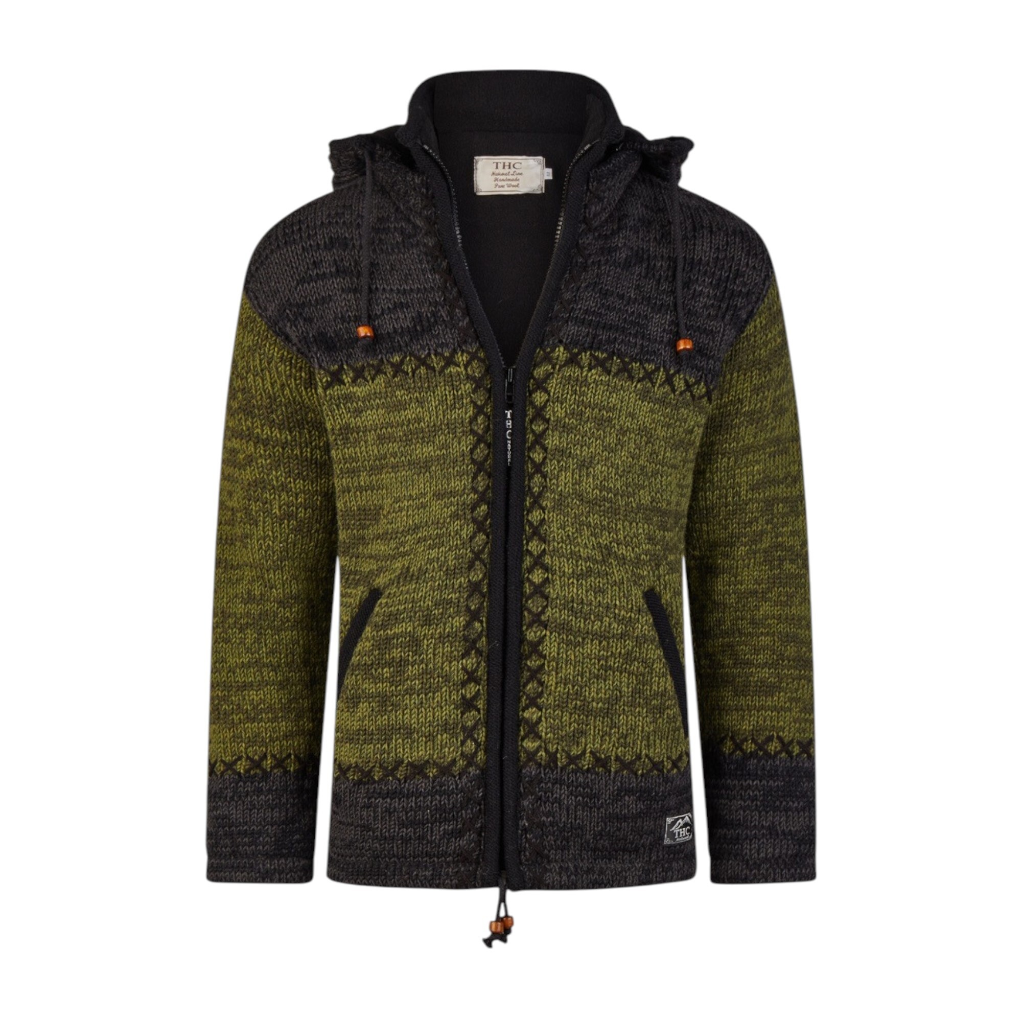 THC Schafwollstrickjacke 520 grün anthrazit
