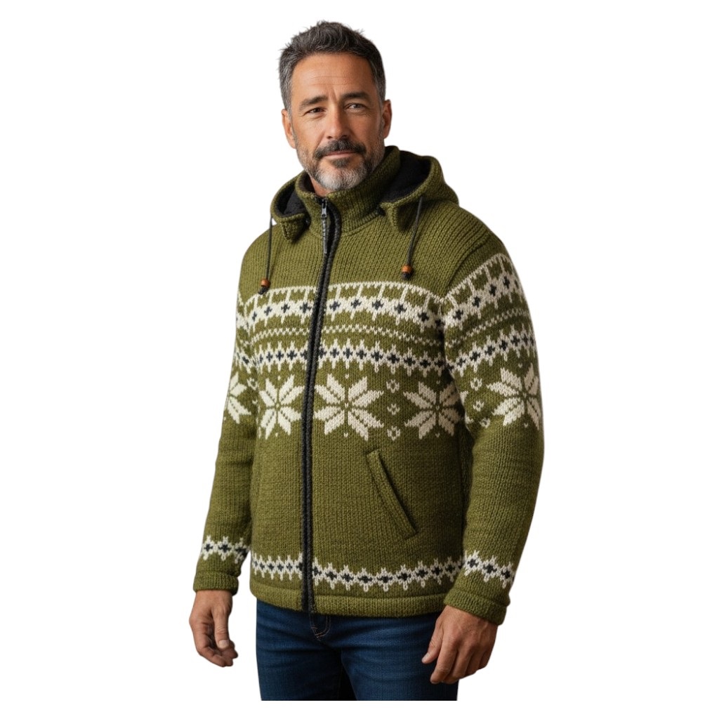 THC Schafwollstrickjacke Norweger grün 607