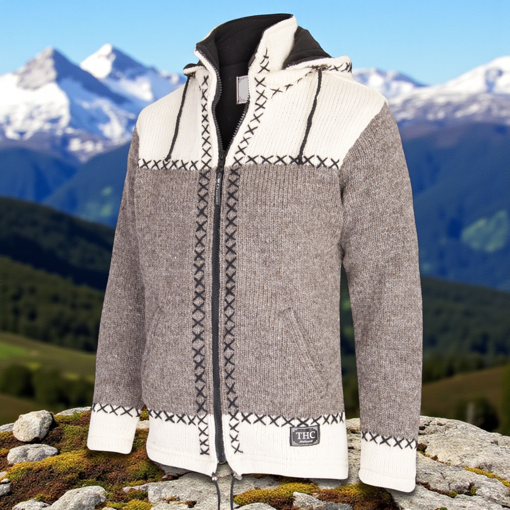 THC Schafwollstrickjacke beige weiß 507 5
