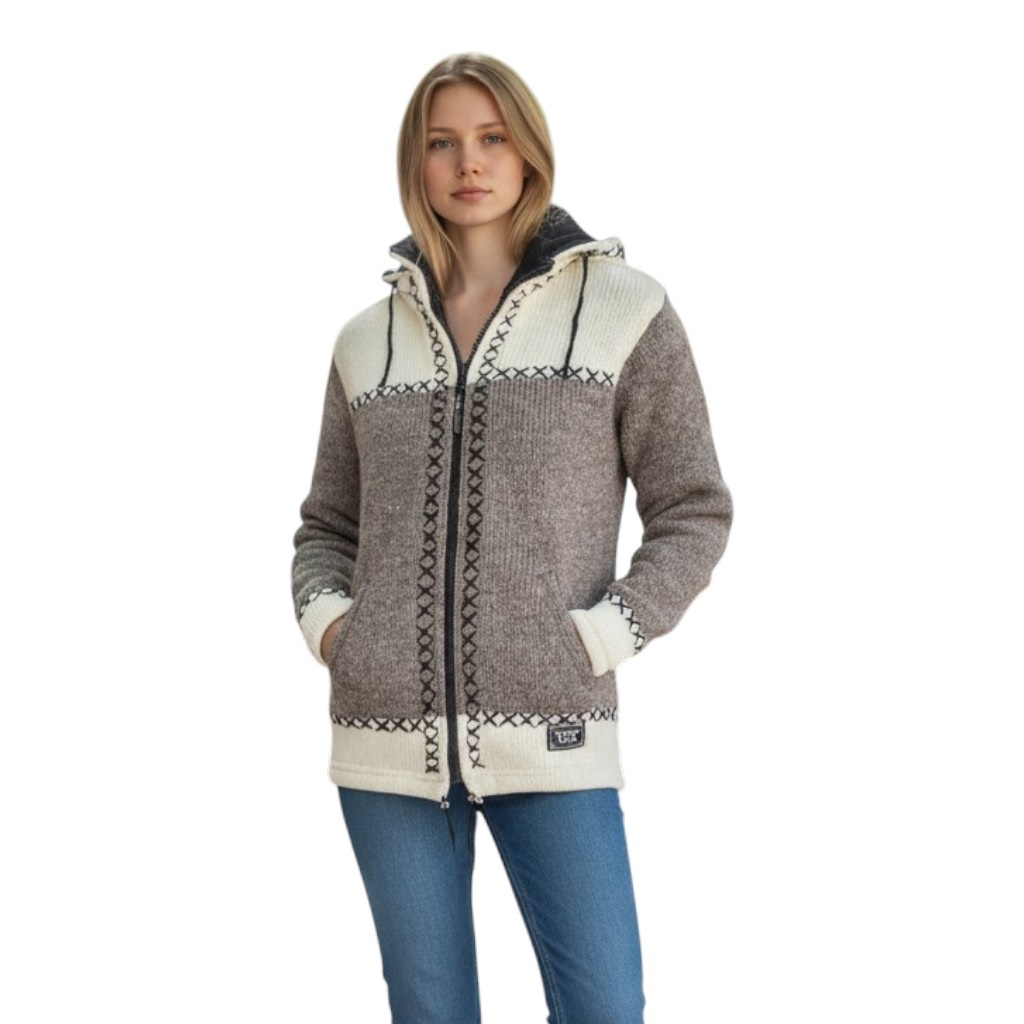 THC Schafwollstrickjacke beige weiß 507 6