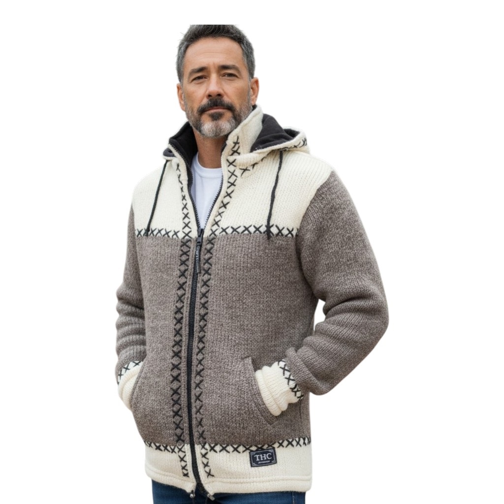 THC Schafwollstrickjacke beige weiß 507 7