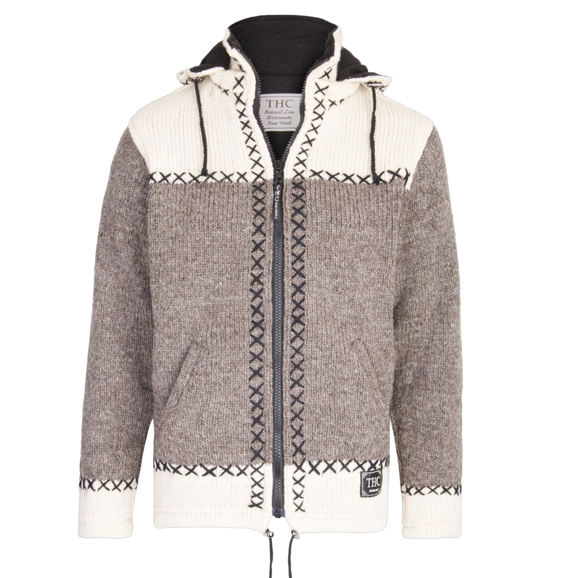 THC Schafwollstrickjacke beige weiß 507