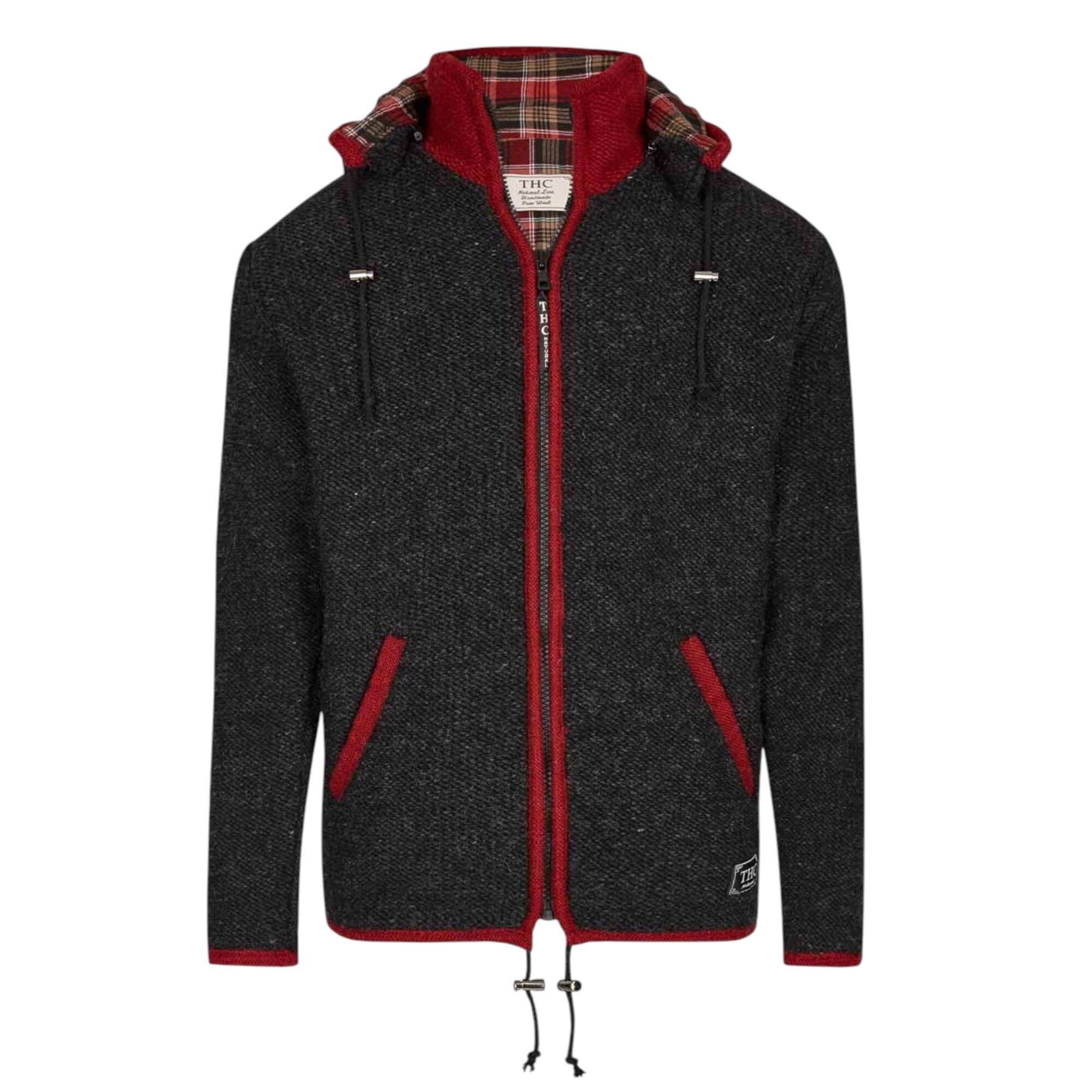 THC Strickjacke 839 Baumwollfutter schwarz rot