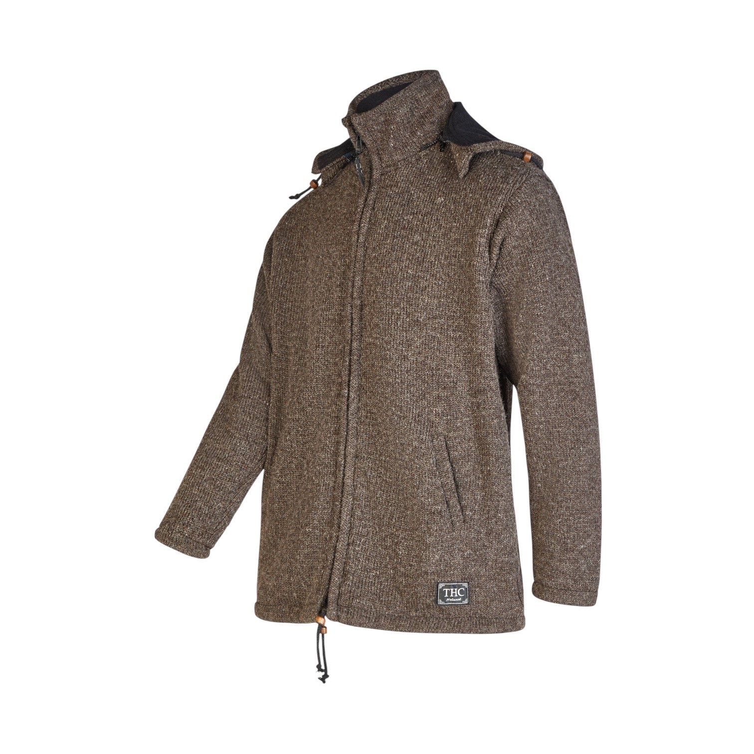 THC Schafwollstrickjacke Baumwollfutter 856 braun 1