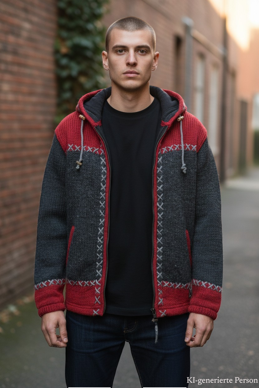 THC Schafwoll Strickjacke 512 KI-Generiert Model 1