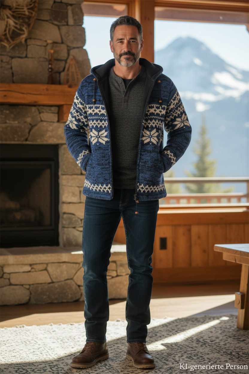 THC Schafwoll Strickjacke 605 KI-Generiert Model 1