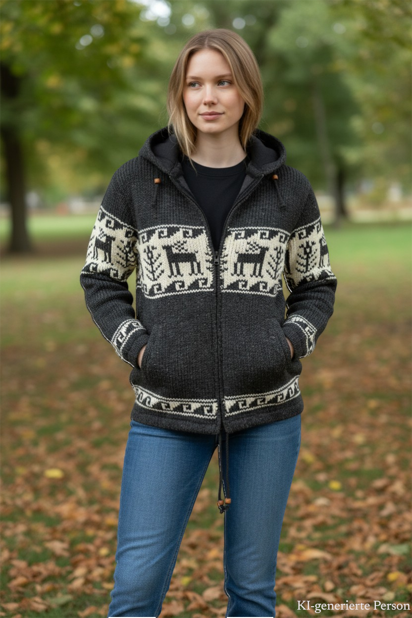 THC Schafwoll Strickjacke 606 KI-Generiert Model 1