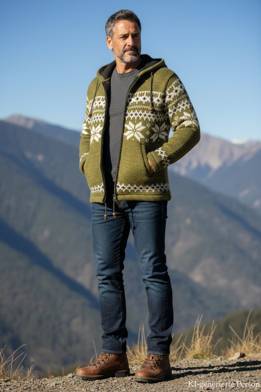 THC Schafwoll Strickjacke 607 KI-Generiert Model 1