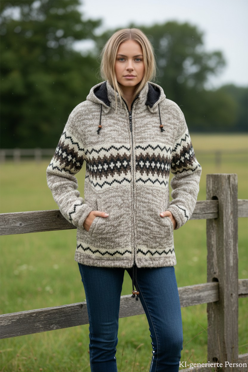THC Schafwoll Strickjacke 608 KI-Generiert Model 1